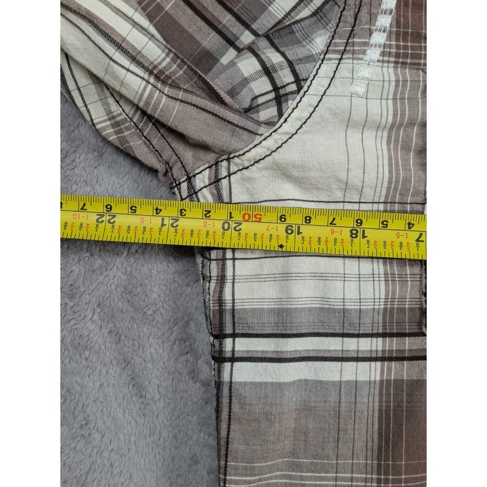 BKE Button Up Shirt Mens Medium Brown Plaid Pearl Snap Athletic Fit Western - Picture 7 of 10